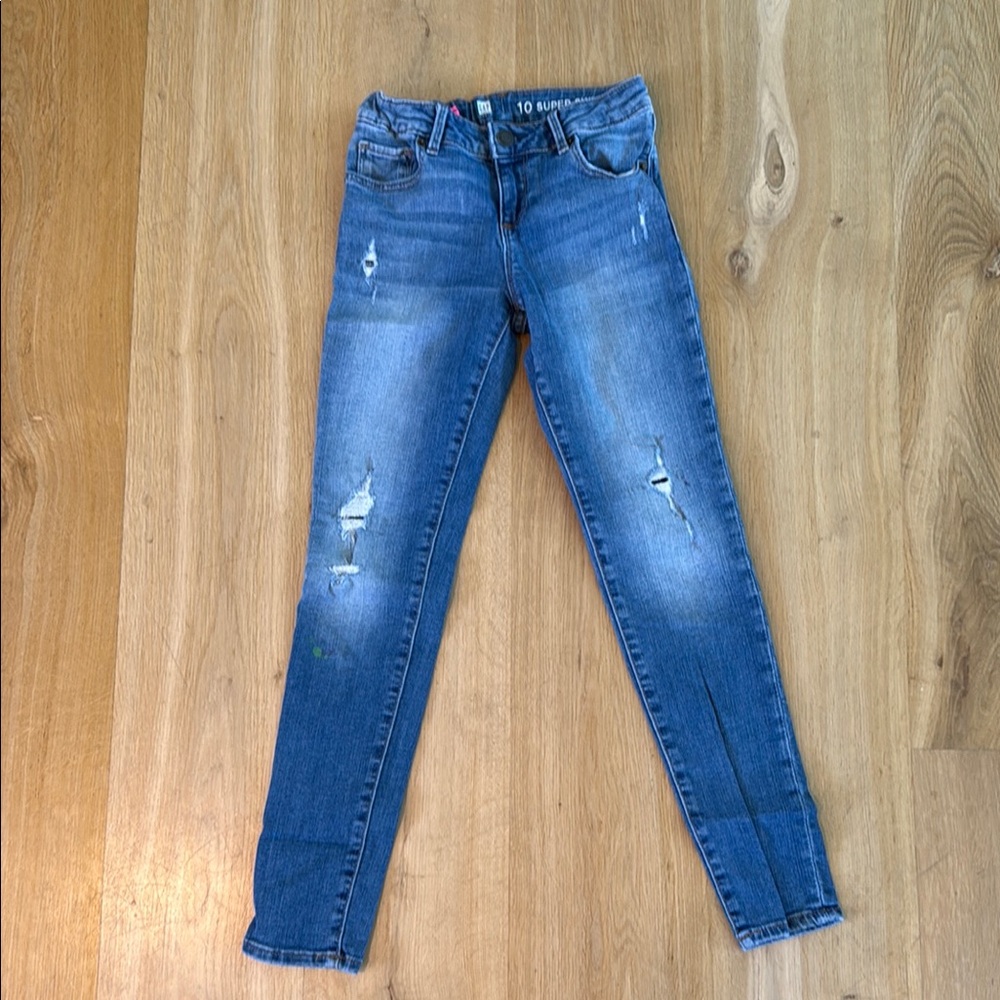 GAP Blue Skinny Jeans with Distressed Details